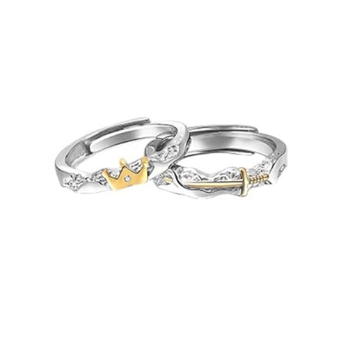 Aotiwe Verlobungsring, Silberring Ringe Quadratisches Schwert Paar mit Rundschliff Zirkonia 925 Silber Verstellbar von Aotiwe