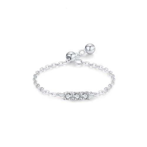 Aotiwe Verlobungsring Damen 925, Eheringe Silber für Frau Edelsteinfassung, Verstellbare Kette mit Rundschliff Weiß Zirkonia Größe Verstellbar von Aotiwe