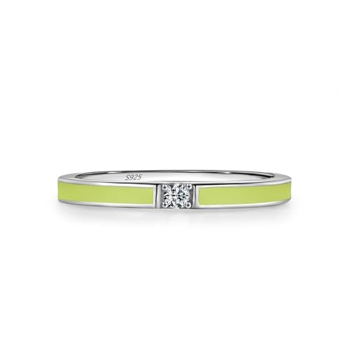 Aotiwe Verlobungsring Damen 925 Silber, Damenring für mittelfinger Grün Silber Grünes Klebeband mit Solitaire Größe 52 (16.6) von Aotiwe