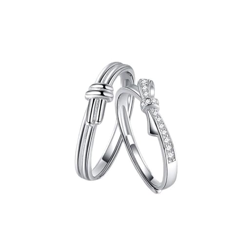 Aotiwe Verlobungsring Damen 925 Silber, Ringe Damen Silber Bogen mit Rundschliff Zirkonia Verstellbar von Aotiwe