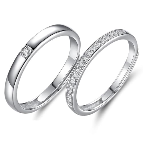 Aotiwe Verlobungsring Damen Silber Breit, Ringe Frauen 925 Silber Eleganter Stil mit Rundschliff Zirkonia Verstellbar von Aotiwe
