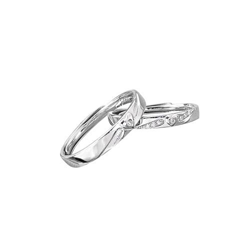 Aotiwe Verlobungsring Damen Silber Schlicht, Damen Ringe Silber 925 Herz mit Flügeln Paar mit Rundschliff Zirkonia Verstellbar von Aotiwe
