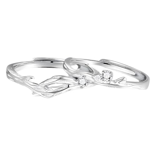Aotiwe Verlobungsring Damen Silber Schlicht, Silber Ring 925 Damen Blume mit Rundschliff Zirkonia Verstellbar von Aotiwe