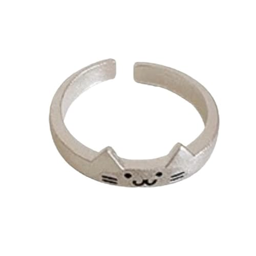 Aotiwe Verlobungsring Frau Silber, Damenring Verstellbar Katze mit Rundschliff Zirkonia 925 Silber von Aotiwe