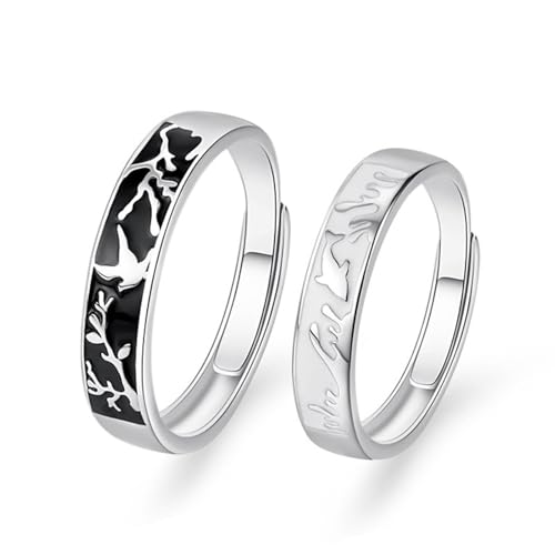 Aotiwe Verlobungsring Frau Silber, Ring Set Silber 925 Damen Vogel mit Rundschliff Zirkonia Verstellbar von Aotiwe