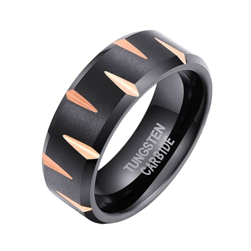 Aotiwe Verlobungsring Männer, Eheringe für Herren Matt Gebürsteter 8mm Punk Schwarz Herren Ringe für Daumen Wolfram Größe 70 (22.3) von Aotiwe