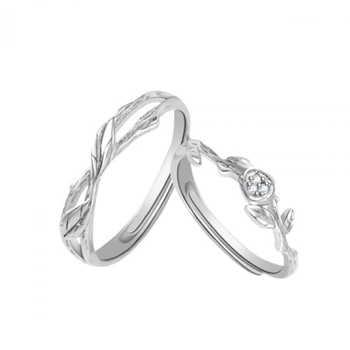 Aotiwe Verlobungsring Silber Herren, Ring Men Filialen 925 Silber Verstellbar Geschenk Ehemann von Aotiwe