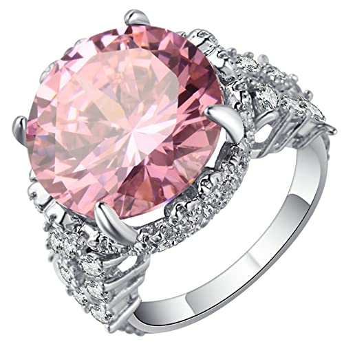 Aotiwe Verlobungsring Zirkonia, Damenring Vintage mit Rosa Zirkonia In Runder Form Silber Rosa Größe 60 (19.1) von Aotiwe