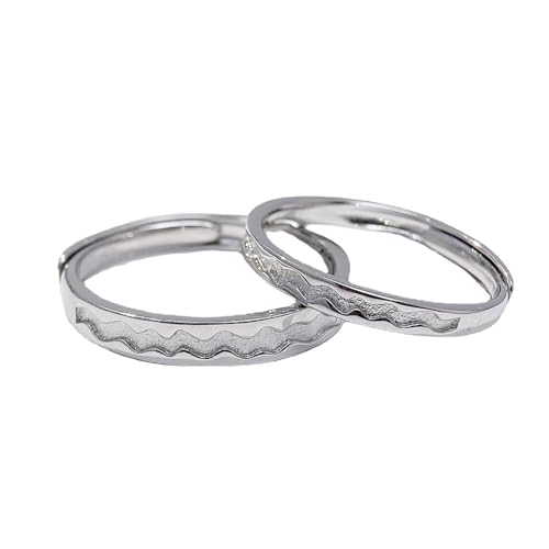 Aotiwe Verlobungsringe Paar Silber, Partnerringe 925 Silber Unregelmäßige Wellen Verstellbar von Aotiwe