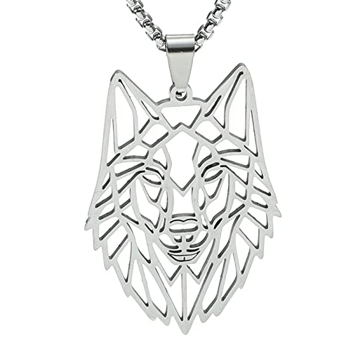 Aotiwe Wikinger Halskette Herren, Wolf Kettenanhänger Keltischer Schmuck Edelstahl Silber Punk Halsketten Nordischer Amulett von Aotiwe