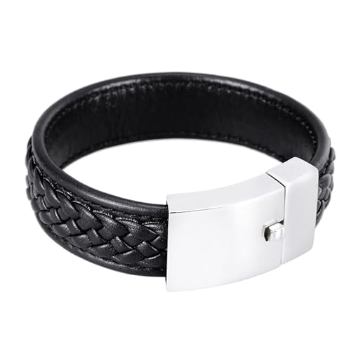 Aotiwe Zartes Armband, Armband Männer Silber Weben Von Grobstrick Armbänder für Herren Set Pu Leder 22.5cm von Aotiwe