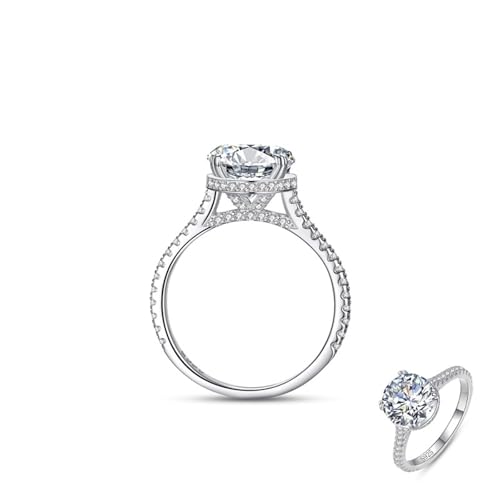 Aotiwe Zirkonia Ring, Verlobungsring 925 Silber Krone Halo 4 Klauen mit Rundschliff Weiß Zirkonia Größe 60 (19.1) von Aotiwe
