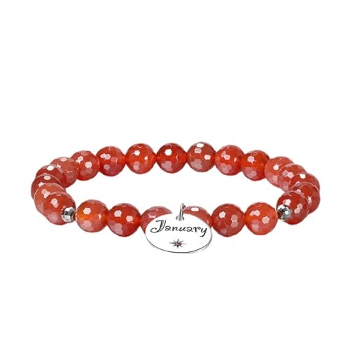 Armband für Damen, Sterling Silber Armband Verstellbare Kette mit Januar Geburtsstein Armbänder Damen Freundschaft Rot mit Rot Rundschliff Zirkonia von Aotiwe