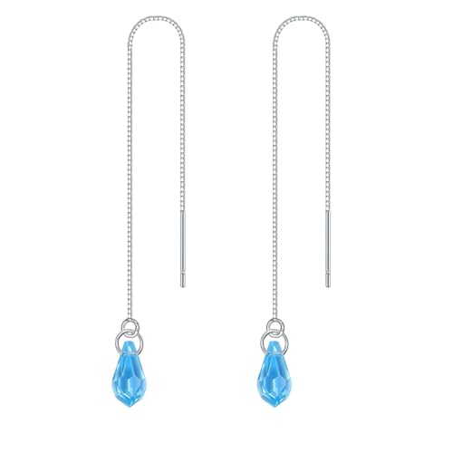 Blaue Ohrringe Damen, Ohrringe Echt Silber Wassertropfen Earrings for Women mit Zirkonia 925 Silber von Aotiwe