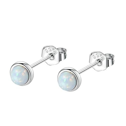 Boho Ohrringe, Ohrstecker 925 Geometrische Kreise Ohrringe Set Weiß mit Opal 925 Silber Geschenk Hochzeit von Aotiwe