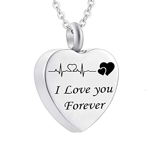 Choker Gothic, Schmuck Damen Set Herzform mit Linie I Love You Forever Silber Edelstahl 2X2.5cm von Aotiwe