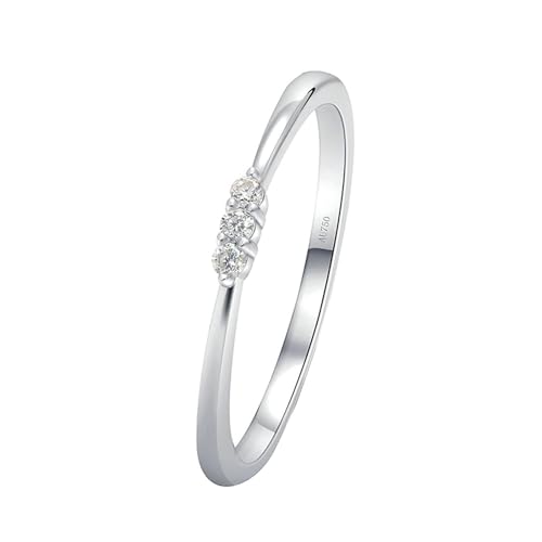 Cute Rings, Eheringe Deko Hochzeit 0,045ct Runder Moissanit 18K Weißgold Größe 60 (19.1) von Aotiwe