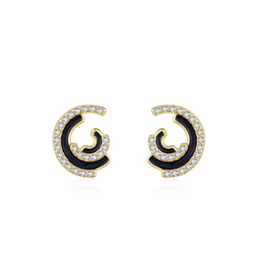 Damen Ohrringe Groß, Damen Ohrringe Vintage Gold Schwarz Irregulär mit Rundschliff Weiß Zirkonia 925 Silber Damen Ohrringe Groß, Damen Ohrringe Vintage Gold Schwarz Irregulär mit Rundschliff Weiß Zirkonia 925 Silber von Aotiwe