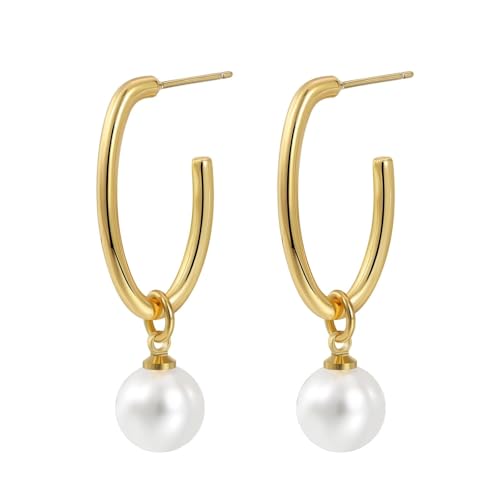 Damen Ohrringe Hängend, Damen Ohrringe Hängend Gold Perle Ohrringe Set Boho Geshenke Frauen für Geburtstag von Aotiwe