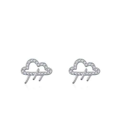 Damen Ohrringe Silber 925 Set, Ohrstecker Set Silber Wolke mit Rundschliff Weiß Zirkonia von Aotiwe