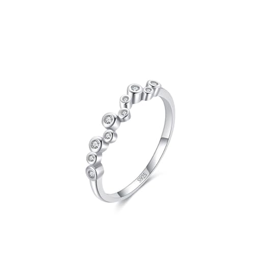 Damenring Zeigefinger, Promise Ring Beste Freundin Silber Unregelmäßige Blase mit Rundschliff Weiß Zirkonia 925 Silber Größe 52 (16.6) von Aotiwe