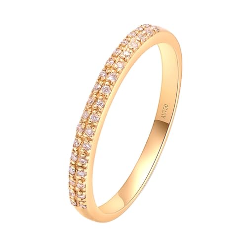 Damenringe, Freundschaftsringe Zart Ewiger Ring mit Weiß Rundschliff Erstellter Diamant 18K Gelbgold Größe 52 (16.6) von Aotiwe