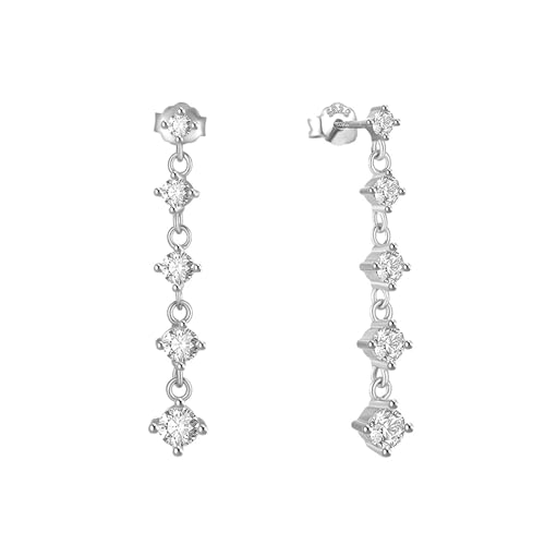 Earrings For Women, Ohrringe Silber 925 Set Quasten mit 5 Zirkonia Eingelegt Silber von Aotiwe