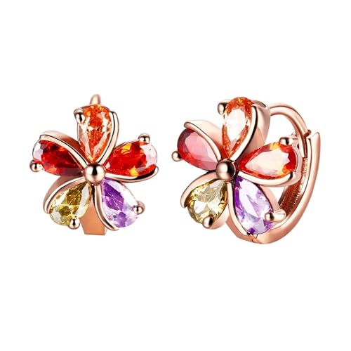 Earrings Set, Ohrringe Damen Modeschmuck Blume Böhmische Ohrringe Bunt mit Tropfenschliff Zirkonia Kupfer von Aotiwe