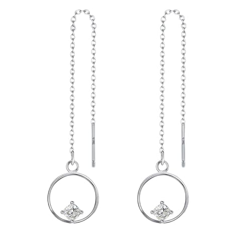 Earrings Set, Ohrringe Damen Modeschmuck Kettengeometrie Ohrhänger Silber mit Weiß Rundschliff Zirkonia 925 Silber von Aotiwe