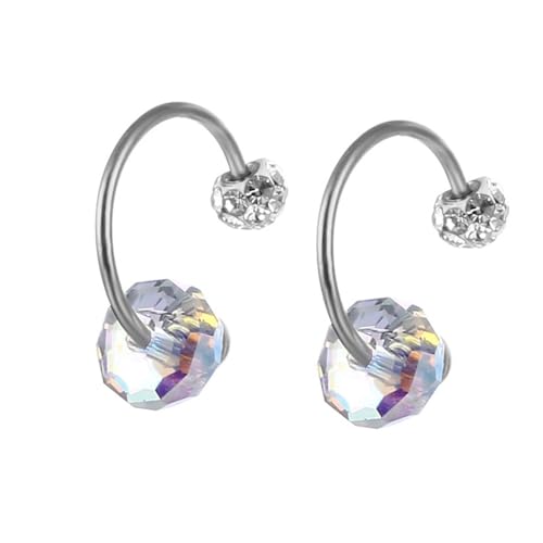 Edelstahl Ohrringe Creolen, Ohrringe Damen Vintage C-Förmig mit Zirkonia Silber Ohrringe Set von Aotiwe
