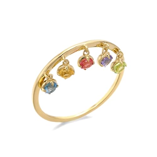 Eheringe, Ringe Damen Vintage Quaste mit Regenbogen Naturkristall mit Bunt Rundschliff Topas 18K Gold Größe 56 (17.8) von Aotiwe