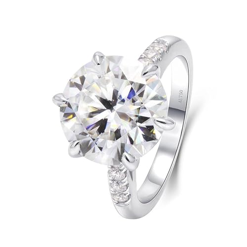Eheringe Damen, Eheringe Silber Set 6 Krallen Rund mit 6ct Moissanite 18K Weißgold Größe 50 (15.9) von Aotiwe