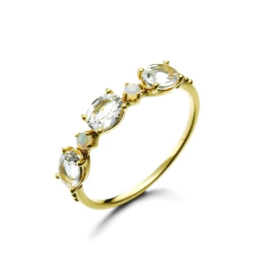 Eheringe Damen, Ring Zeigefinger Damen Vier Krallen mit Topas 18K Gold Größe 58 (18.5) von Aotiwe