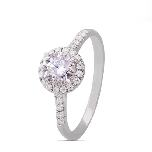 Eheringe Damen, Ringe Frauen Kleine Finger Runde Form mit 0,5ct Moissanit Silber 18K Weißgold Größe 61 (19.4) von Aotiwe