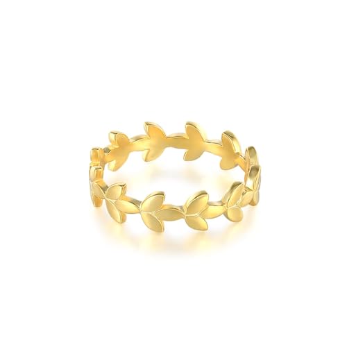 Eheringe Deko Hochzeit, Freundschaftsringe Gold Blattförmig 9K Gelbgold Größe 58 (18.5) von Aotiwe