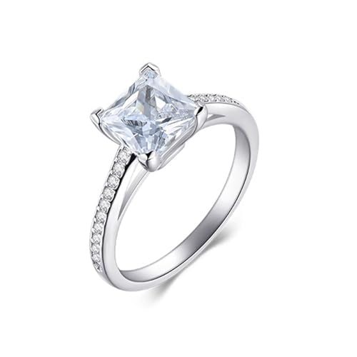 Eheringe Deko Hochzeit, Ring Frau Prinzessinnenform mit Moissanit 9K Weißgold Größe 60 (19.1) von Aotiwe