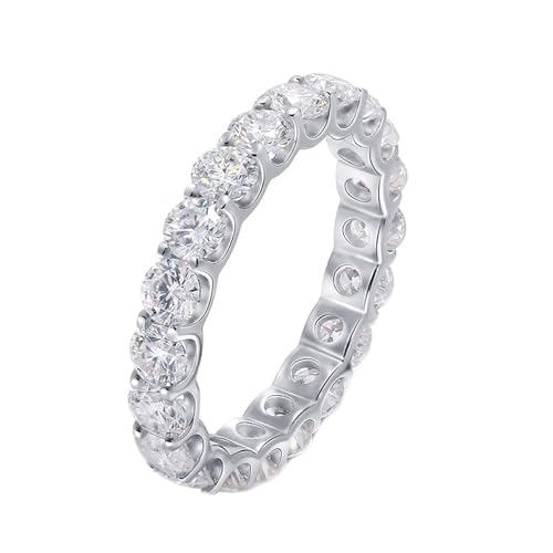 Eheringe Deko Hochzeit, Ring Schlicht Ewigkeitsring mit Weiß Rundschliff Moissanit 14K Weißgold Größe 66 (21.0) von Aotiwe