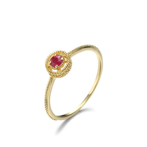 Eheringe Frauen, Pinky Ring Damen Solitär mit Rubin Gold 14K Gelbgold Größe 61 (19.4) von Aotiwe