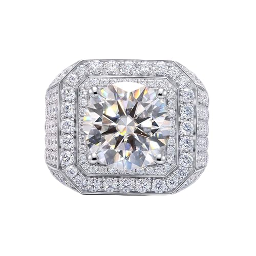Eheringe Frauen, Ring Frauen Luxus Runde Form Moissanit 5ct 18K Weißgold Größe 61 (19.4) von Aotiwe