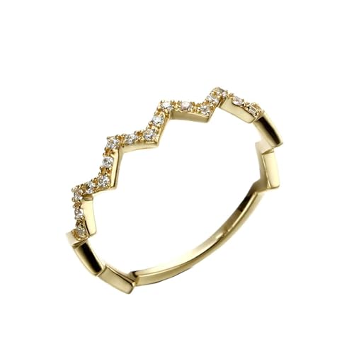 Eheringe Frauen, Ringe Damen Dünn Wellenform mit Cubic Zirconia 18K Gelbgold Größe 53 (16.9) von Aotiwe