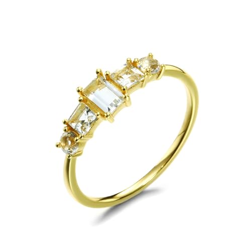 Eheringe Frauen, Ringe Damen Zeigefinger Vier Krallen Topas 14K Gold Größe 62 (19.7) von Aotiwe