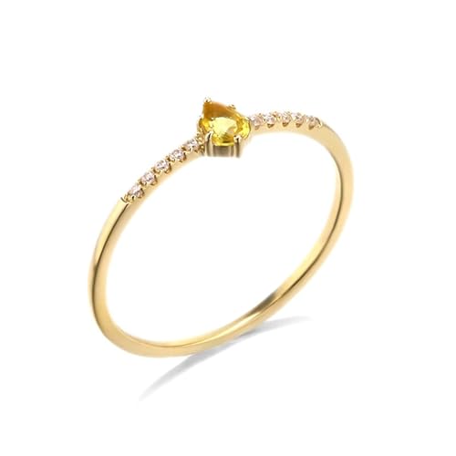 Eheringe Frauen, Ringe Frauen Dünn Schmal mit Gelbem Saphir Gold 18K Gelbgold Größe 62 (19.7) von Aotiwe