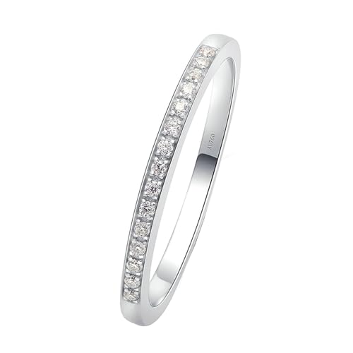 Eheringe Frauen, Wedding Ring 0,07ct Runde Form Moissanit 18K Weißgold Größe 63 (20.1) von Aotiwe