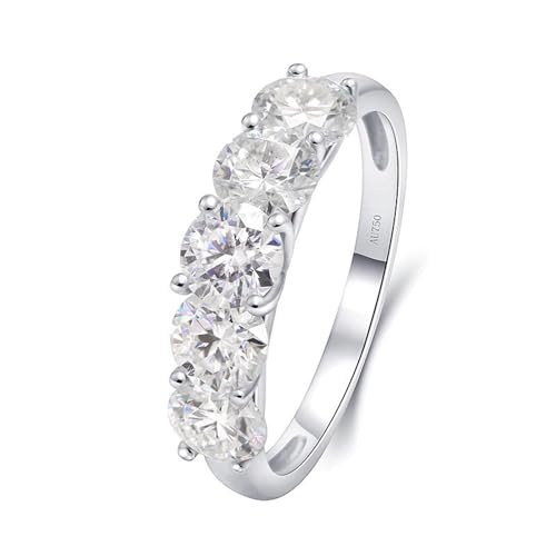 Eheringe Silber, Boho Ringe Runde Form mit 1.25ct 5 Kreierten Diamanten 18K Weißgold Größe 65 (20.7) von Aotiwe