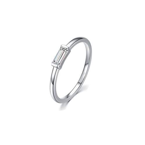Eheringe Weissgold 9K, Ringe Frauen Zart Rechteck mit Moissanit Größe 47 (15.0) Beste Freundin Geschenke von Aotiwe