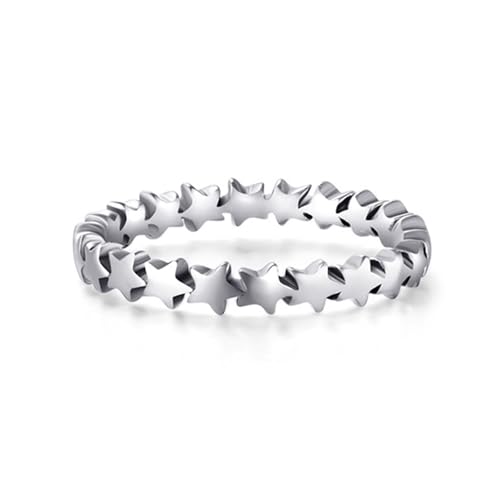 Eheringe Weissgold Dünn 9K, Promise Ring for Women Stern Größe 52 (16.6) Lustige Geschenke von Aotiwe