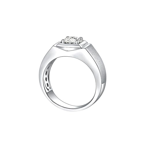 Eheringe Weissgold Schmal Männer 18K, Ring Herren Silber Schlicht Solitärrund mit Moissanit Größe 56 (17.8) von Aotiwe
