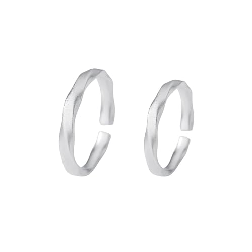 Fingerring Damen Verstellbar, Ring Frauen Silber Mattierte Geometrische Linien 999 Sterling Silber von Aotiwe
