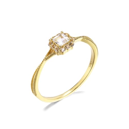 Freundschaftsringe, Ring Gold Damen Schlicht Unendlich mit Weißem Topas 18K Gelbgold Größe 65 (20.7) von Aotiwe