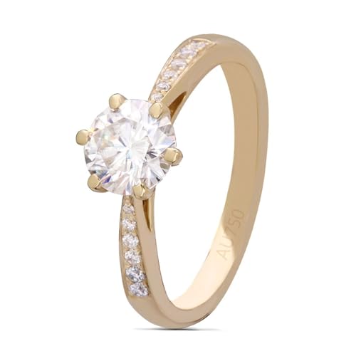 Freundschaftsringe Damen, Ring Schmuck 6-Karätiger Solitär-Ring mit Diamant-Creation 1ct Gelbgold 18K Weißgold Größe 57 (18.1) von Aotiwe